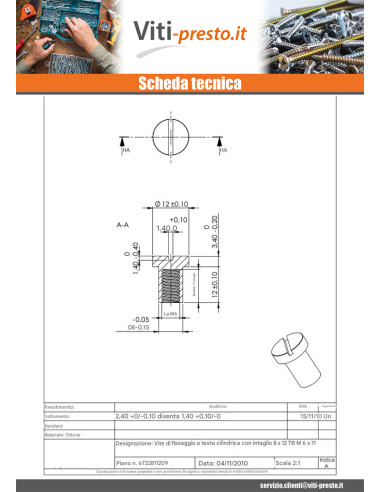 1 x Dado Manicotto Testa Cilindrica Con...