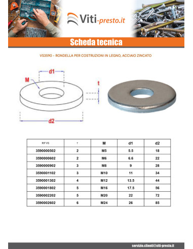 1 x Rondella per costruzioni Legno Interno...