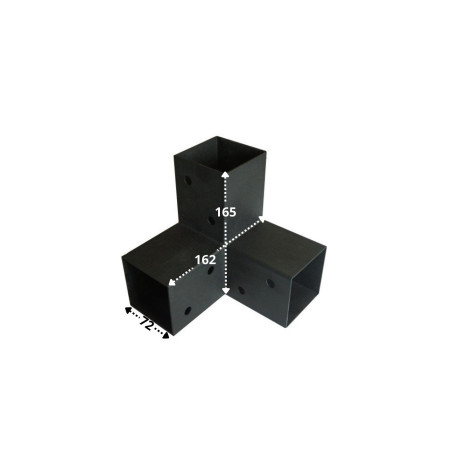 1 x Piastra Di Giunzione ESPRIMERE 3 Direzioni Acciaio Zincato Nero 72X165X162