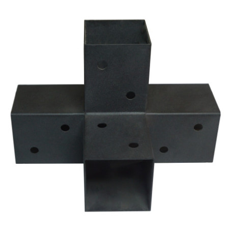 1 x Piastra Di Giunzione ESPRIMERE 4 Direzioni Acciaio Zincato Nero 72X165X255
