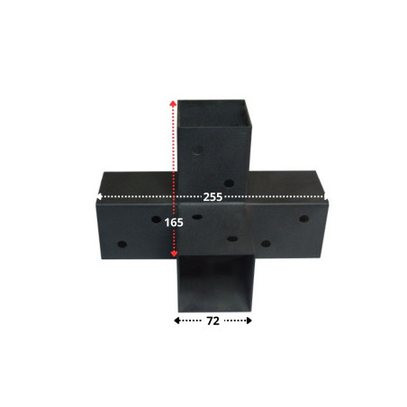 1 x Piastra Di Giunzione ESPRIMERE 4 Direzioni Acciaio Zincato Nero 72X165X255