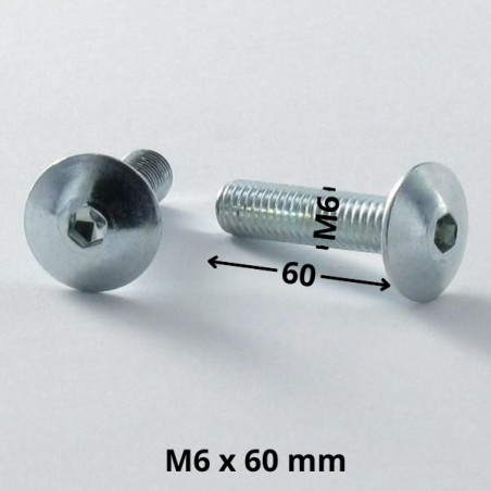 1 x Vite Testa Poelier Larga M6X60 Chiave Esagonale Da 4 Zincate