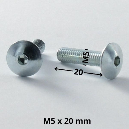 1 x Vite Testa Poelier Larga M5X20 Chiave Esagonale Da 3 Zincate