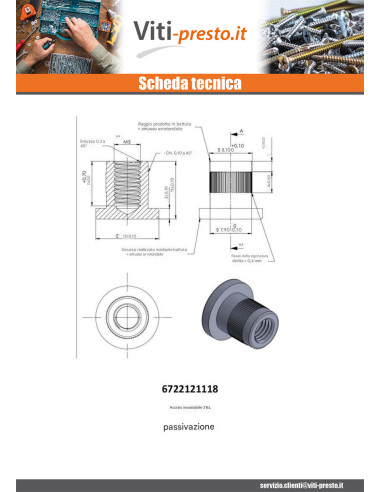 1 x Dado Manicotto Testa Piatta Zigrinata...