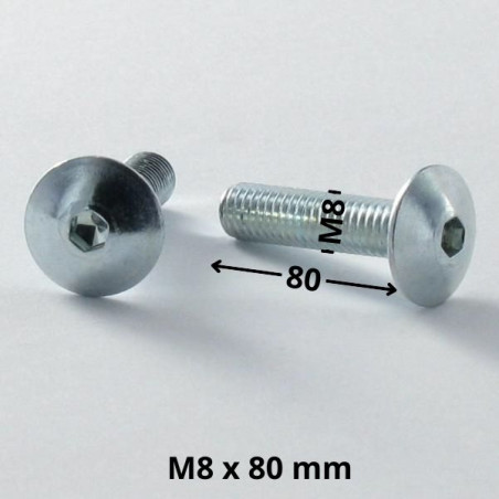 1 x Vite Testa Poelier Larga M8X80 Chiave Esagonale Da 5 Zincate