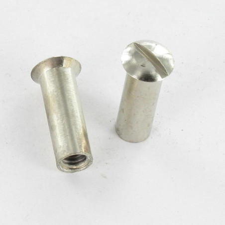 1 x Dado Manicotto Testa Forata Bombata Con Intaglio M4X12 5X16 Ottone Cromato
