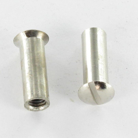 1 x Dado Manicotto Testa Forata Bombata Con Intaglio M4X12 5X16 Ottone Cromato
