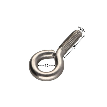 1 x Golfare A Vite Metalli M6X20 Occhio 10 Acciaio Inox A2