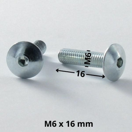 1 x Vite Testa Poelier Larga M6X16 Chiave Esagonale Da 4 Zincate