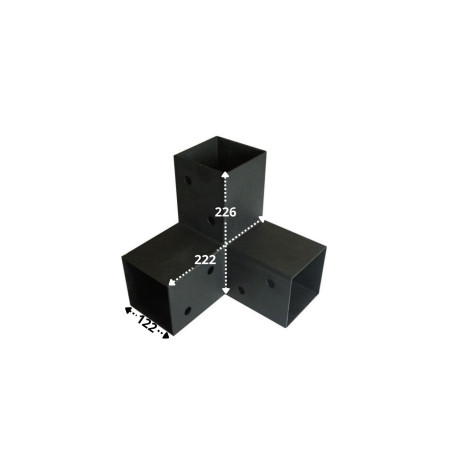 1 x Piastra Di Giunzione ESPRIMERE 3 Direzioni Acciaio Zincato Nero 122X226X222