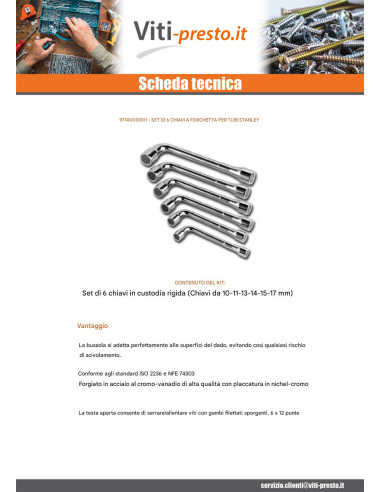 1 x Set di 6 CHIAVI con tubo aperto STANLEY