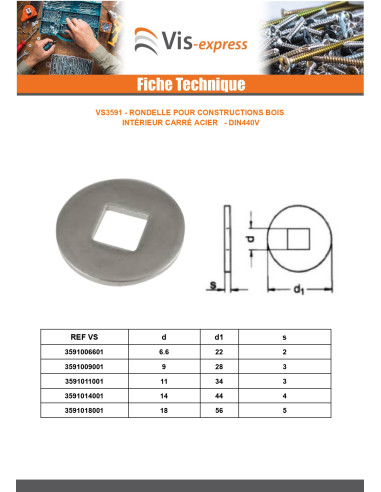 1 x Rondella Per Strutture In Legno Foro...
