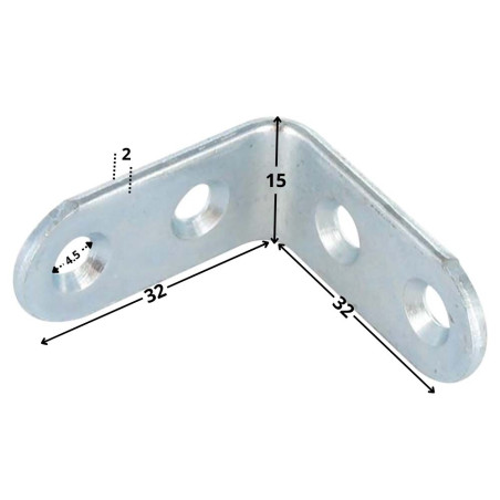 1 x Staffe 32X32X15 4 Fori Diametro 4.5 Zincate