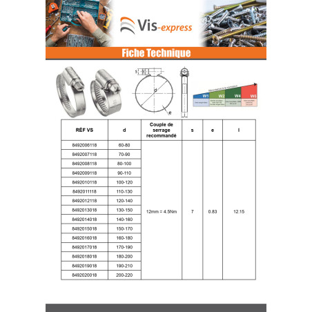 1 x Fascetta stringitubo banda non perforata da 9 mm Diametro 60 con 80 Acciaio Zincato W1