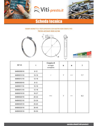 1 x Fascetta stringitubo testa decentrata banda...