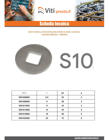 1 x Rondella Per Strutture In Legno Foro...
