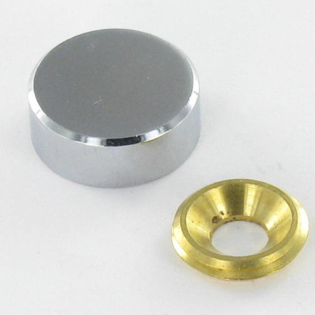 1 x Coprivite Cilindrico (1 Tappo E 1 Rondella) Ottone Cromato Diametro 15 Per Vite M5