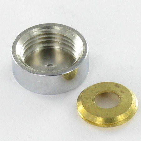 1 x Coprivite Cilindrico (1 Tappo E 1 Rondella) Ottone Cromato Diametro 15 Per Vite M5