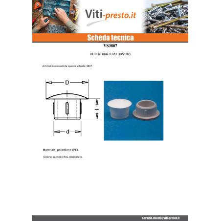 1 x Coprivite Foro 12/5.5 Lunghezza 5.6 Alluminio Ral9006 Alluminio Brillante