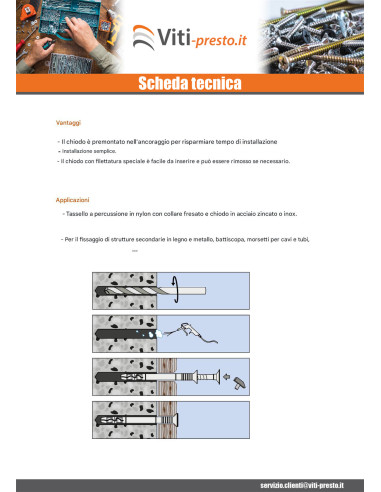 1 x Tassello Testa Forata A Chiodo Acciaio Inox...