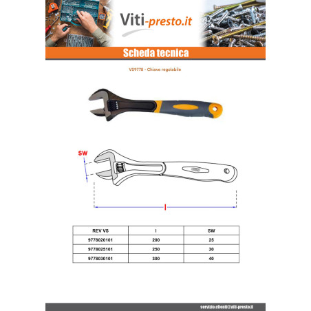 1 x Chiave inglese 200 mm