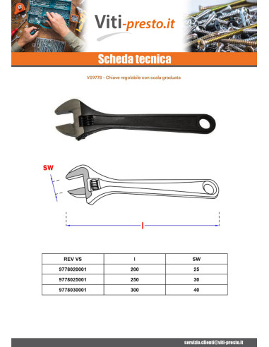 1 x Chiave inglese con scala graduata 300 mm