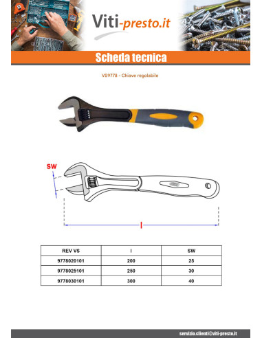 1 x Chiave inglese 250 mm