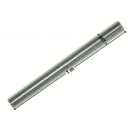1 x Barra Filettata M7 Passo 150 Lunghezza 1 Metro Classe 4.8 Zincate