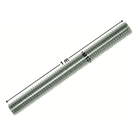 1 x Barra Filettata M12 Lunghezza 1 Metro Classe 8.8 Zincate