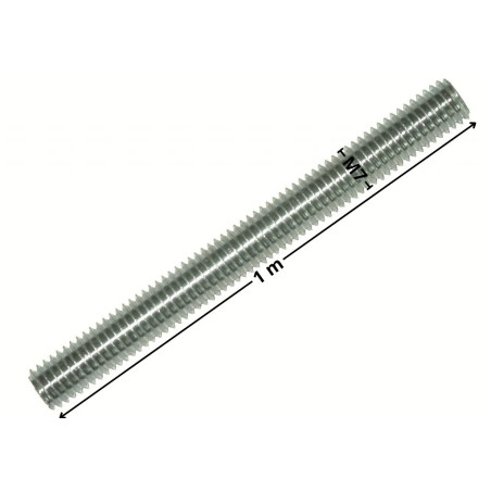 1 x Barra Filettata M7 Passo 100 Lunghezza 1 Metro Classe 4.8 Zincate