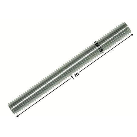 1 x Barra Filettata M18 Lunghezza 1 Metro Classe 4.8 Zincate