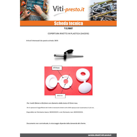 1 x Coprivite Rivetto Polietilene Nero
