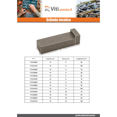 1 x Chiodo con tallone Acciaio Grezzo 10X8 Lunghezza 60