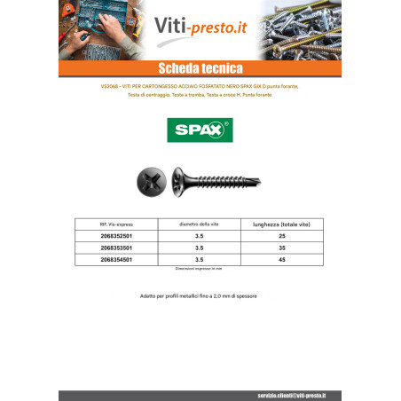1 x Vite Per Cartongesso Spax Phillips 2 3,5X35 Acciaio Fosfato GIX-D