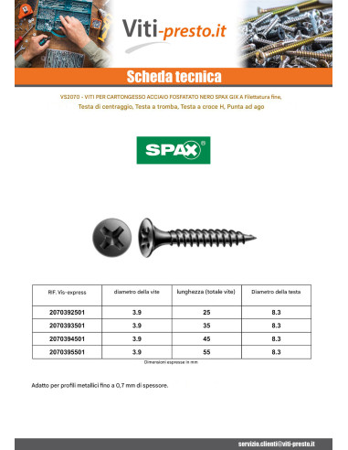 1 x Vite Per Cartongesso Spax Phillips 2 3,9X35...