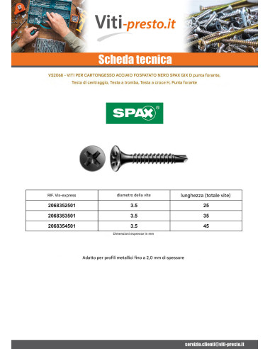1 x Vite Per Cartongesso Spax Phillips 2 3,5X25...