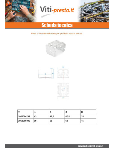 1 x CRESTA LINEA Da INCONTRARE PROFILO 47 Z