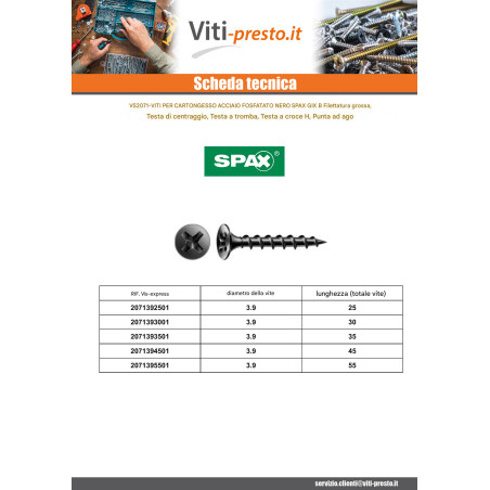 1 x Vite Per Cartongesso Spax Phillips 2 3,9X30 Acciaio Fosfato GIX-B