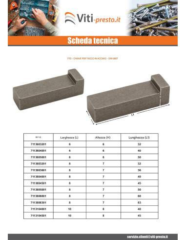 1 x Chiodo con tallone Acciaio Grezzo 10X8...