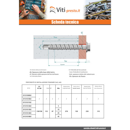 1 x Vite Per Calcestruzzo Testa Esagonale Flangia T21 14X110 Zincate