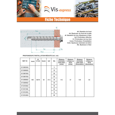 1 x Vite Per Calcestruzzo Testa Esagonale Flangia T13 8X90 Zincate