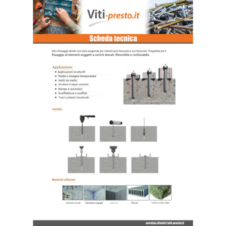 1 x Vite Per Calcestruzzo Testa Esagonale Flangia T15 10X160 Zincate