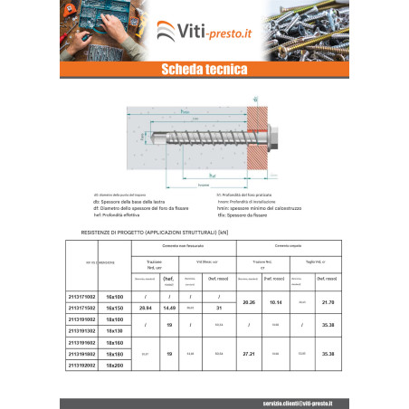 1 x Vite Per Calcestruzzo Testa Esagonale Flangia T24 18X130 Zincate