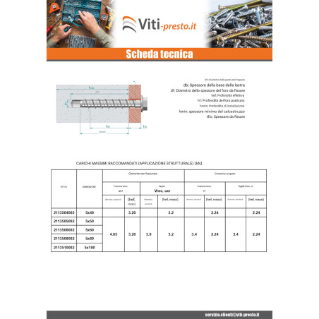 1 x Vite Per Calcestruzzo Testa Esagonale Flangia T8 5X60 Zincate