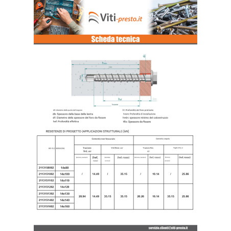 1 x Vite Per Calcestruzzo Testa Esagonale Flangia T21 14X80 Zincate