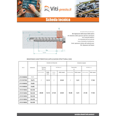 1 x Vite Per Calcestruzzo Testa Esagonale Flangia T15 10X70 Zincate
