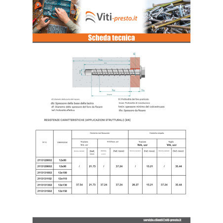 1 x Vite Per Calcestruzzo Testa Esagonale Flangia T18 12X110 Zincate