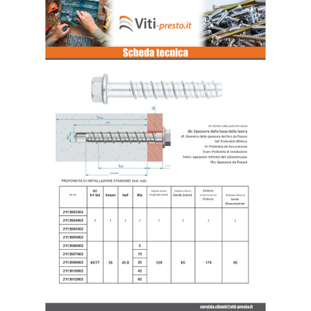 1 x Vite Per Calcestruzzo Testa Esagonale Flangia T10 6X100 Zincate