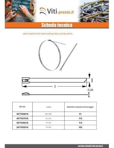 1 x Fascetta stringitubo extra piatto 4,6 x 200...