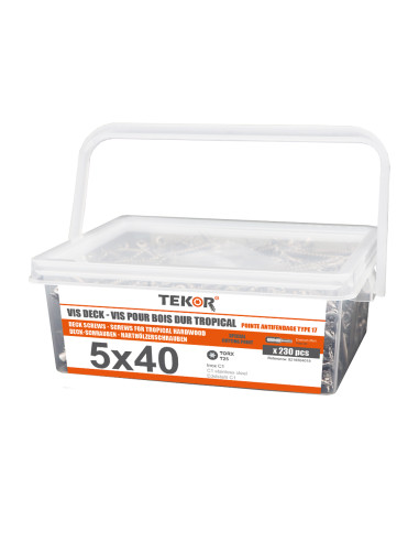 1 x Secchio di 230 Vite Per Decking TEKOR 5X40...